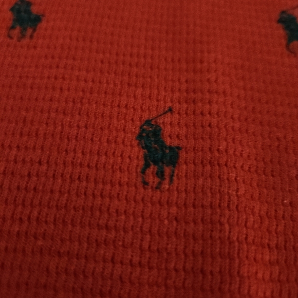 POLO RALPH LAUREN Red Thermal Knit Sleepwear Top Medium - Picture 8 of 11